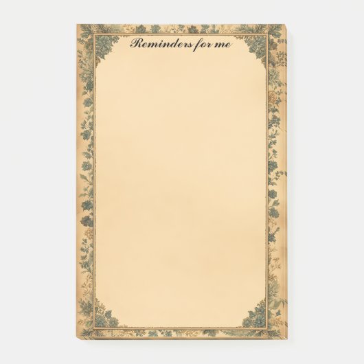 Alte Papierrahmen und blaue Blumen Post-it Klebezettel (Vorderseite)