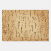 Alte Papiertextur und Linienkunst Eukalyptus  Geschenkpapier Set (Vorderseite 3)