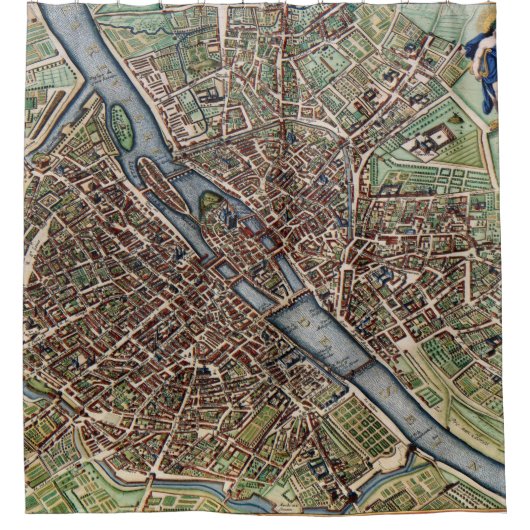 alte Pariser Stadtkarte Duschvorhang (Vorderseite)