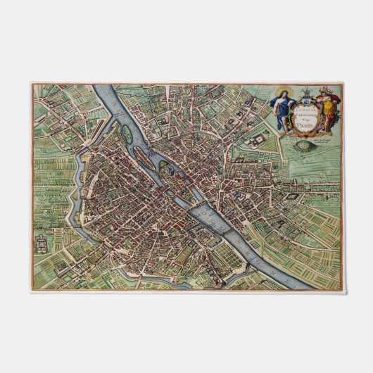 alte Pariser Stadtkarte Fußmatte (Vorderseite)