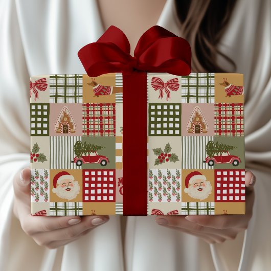 Alte Patchwork-Weihnachtsklassiker Geschenkpapier