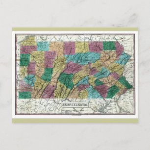 Alte Pennsylvania-Karte 1829 Postkarte