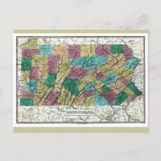 Alte Pennsylvania-Karte 1829 Postkarte