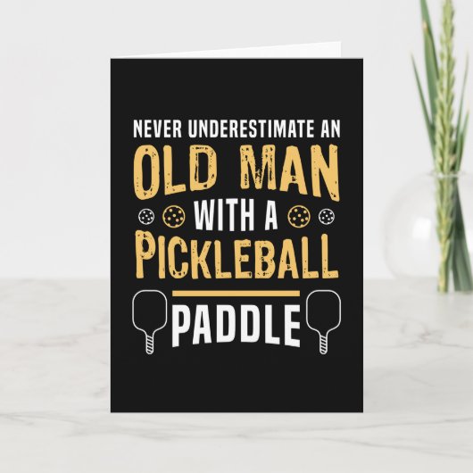 Alte Person mit einem Pickleball-Schläger-Geschenk Karte (Vorderseite)