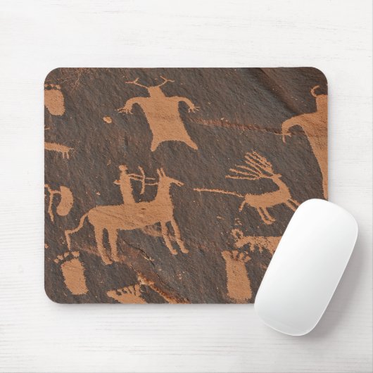 Alte Petroglyphen auf Newspaper Rock indianischer Mousepad (Mit Mouse)