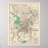 Alte Philadelphia PA-Karte (1890) Poster (Vorne)