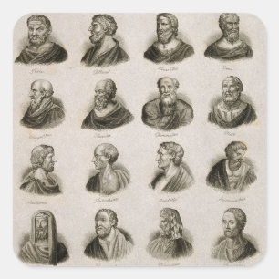 Alte Philosophen Porträt Denker Vintage Quadratischer Aufkleber