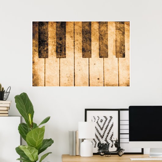 Alte Piano Keys Musik Musikprogramm Poster (Heimbüro)