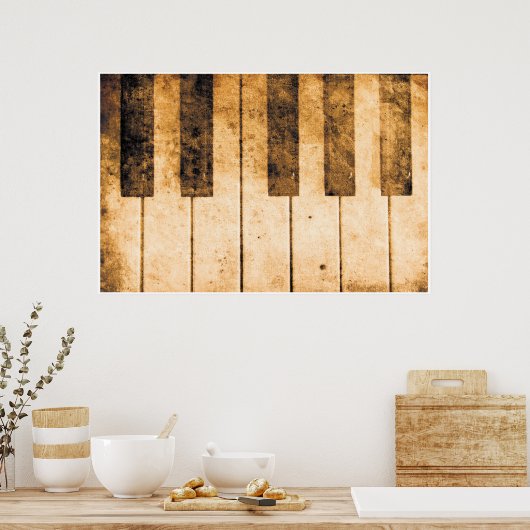 Alte Piano Keys Musik Musikprogramm Poster (Küche)