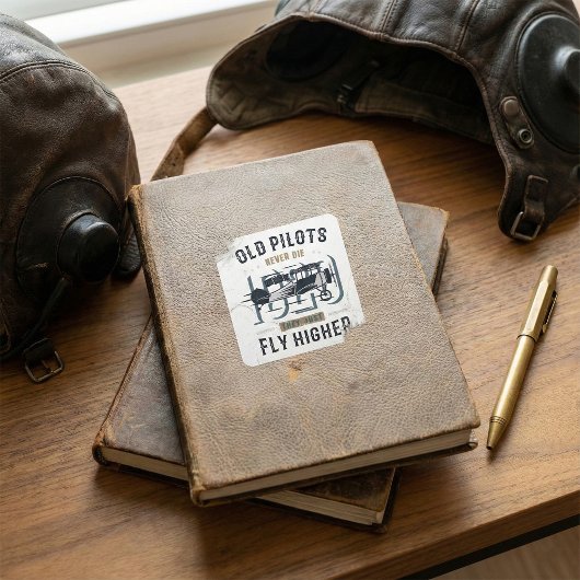 Alte Piloten Die nie Biplane-Flug-Angebot Quadratischer Aufkleber