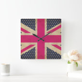 Alte Pink Union Jack Flag Wall Uhr (Zuhause)