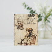 Alte Piraten der Kapitänsflagge des Karibischen Sc Postkarte (Stehend Vorderseite)