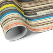 Alte Plattenkartons in Pilerecord gestapelt, vi Geschenkpapier (Rolleneckpunkt)