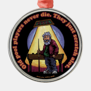 Alte Poolspieler Silbernes Ornament