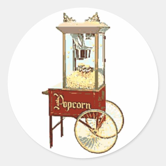 Alte Popcorn-Maschine Runder Aufkleber (Vorderseite)