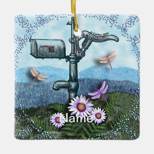 Alte Postbox Keramikornament (Vorderseite)