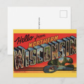 Alte Postkarte aus dem Norden Wisconsins (Vorne/Hinten)