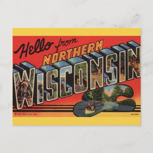 Alte Postkarte aus dem Norden Wisconsins (Vorderseite)
