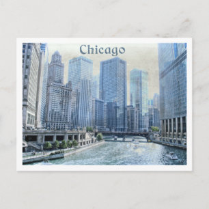Alte Postkarte aus dem Stadtzentrum von Chicago mi
