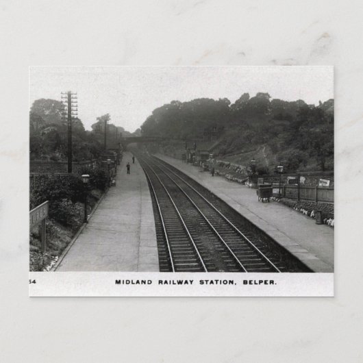 Alte Postkarte - Bahnhof, Belper, Derbyshire (Vorderseite)