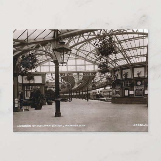Alte Postkarte - Bahnhof, Wemyss Bay (Vorderseite)