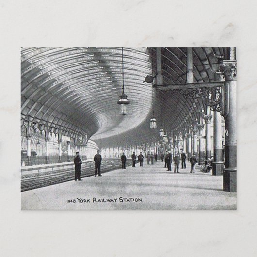 Alte Postkarte - Bahnhof York (Vorderseite)