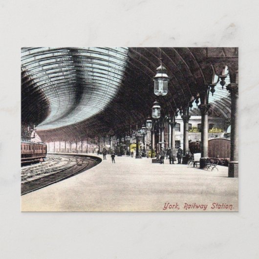 Alte Postkarte - Bahnhof York (Vorderseite)