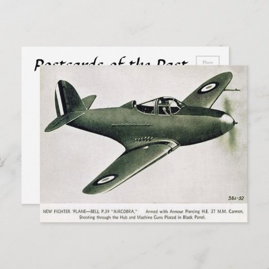 Alte Postkarte - Bell P.39 Aircobra Kämpfer Flugze (Vorne/Hinten)