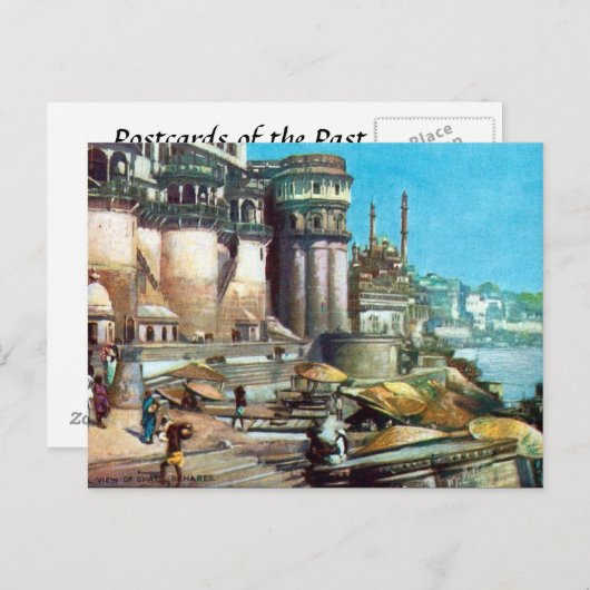 Alte Postkarte - Benares (Varanasi), Indien (Vorne/Hinten)