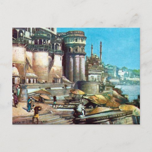 Alte Postkarte - Benares (Varanasi), Indien (Vorderseite)