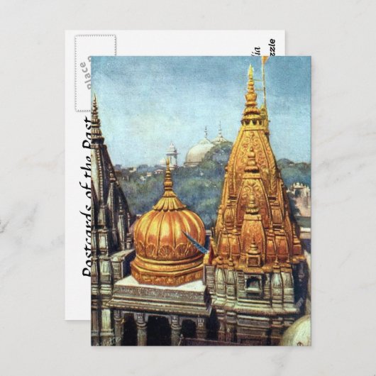 Alte Postkarte - Benares (Varanasi), Indien (Vorne/Hinten)