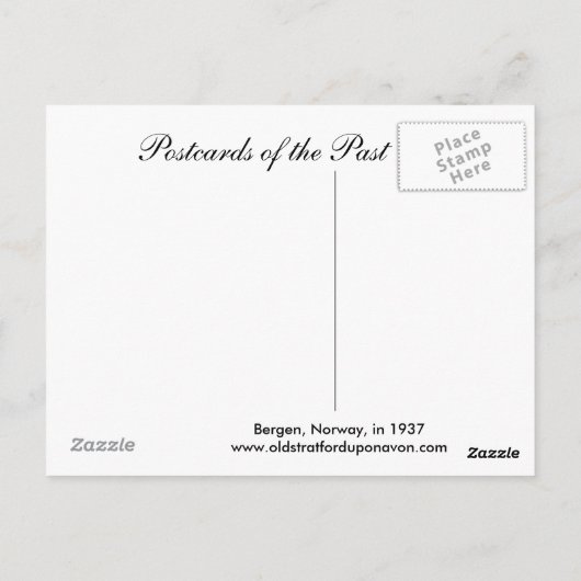 Alte Postkarte, Bergen, Norwegen, 1937 Postkarte (Rückseite)