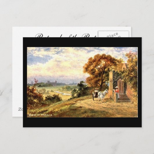 Alte Postkarte, Blick auf Warwick Postkarte (Vorne/Hinten)