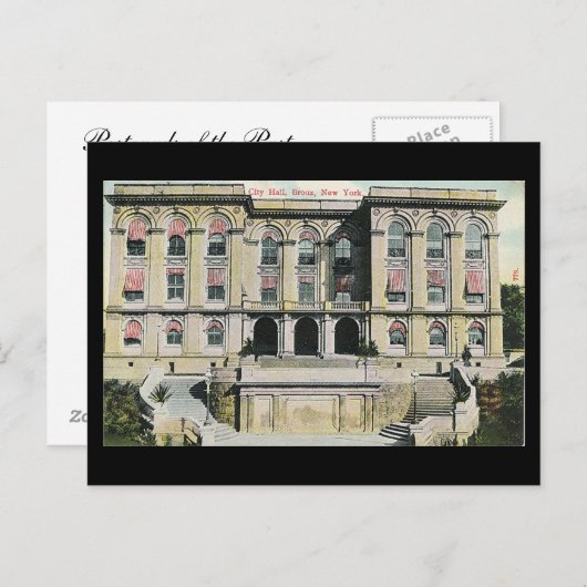 Alte Postkarte - Bronx, Rathaus, 1913 (Vorne/Hinten)