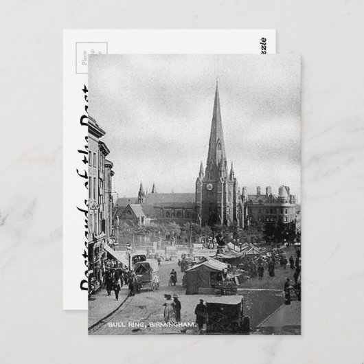Alte Postkarte - Bull Ring, Birmingham (Vorne/Hinten)