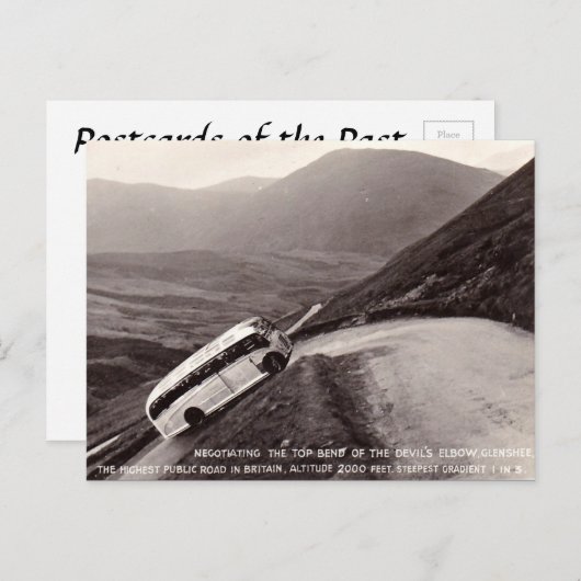 Alte Postkarte - Bus auf dem Teufelskel (Vorne/Hinten)
