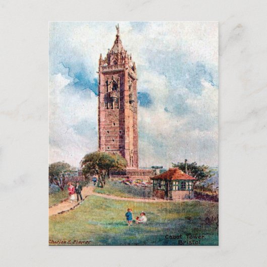 Alte Postkarte - Cabot Tower, Bristol (Vorderseite)