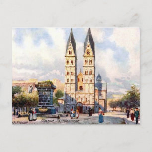 Alte Postkarte - Castorkirche, Koblenz, Deutschlan