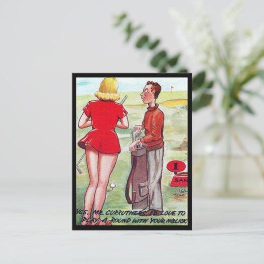 Alte Postkarte - Comic - Golf (Stehend Vorderseite)