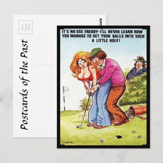 Alte Postkarte - Comic - Golf (Vorne/Hinten)