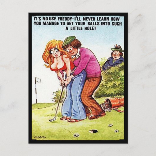 Alte Postkarte - Comic - Golf (Vorderseite)