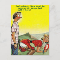 Alte Postkarte - Comic - Golf