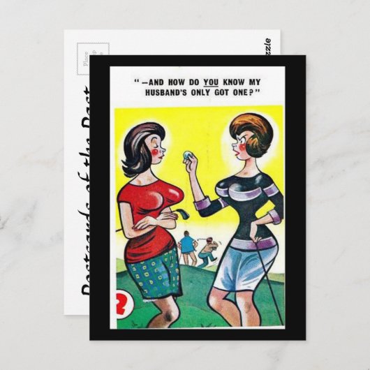 Alte Postkarte - Comic - Golf (Vorne/Hinten)
