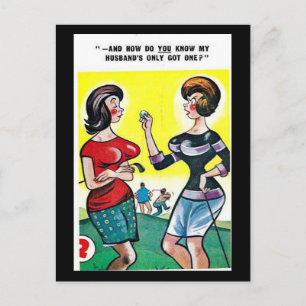 Alte Postkarte - Comic - Golf