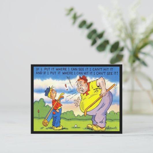 Alte Postkarte - Comic - Golf (Stehend Vorderseite)