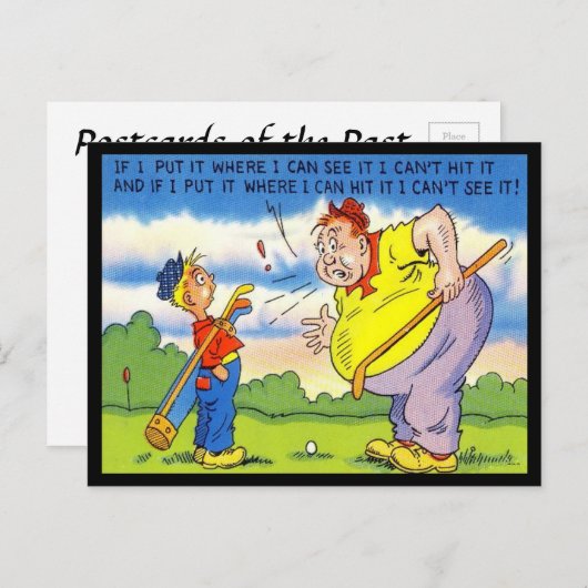 Alte Postkarte - Comic - Golf (Vorne/Hinten)