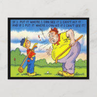 Alte Postkarte - Comic - Golf