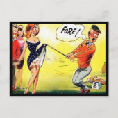 Alte Postkarte - Comic Golf - "Fore!" (Vorderseite)