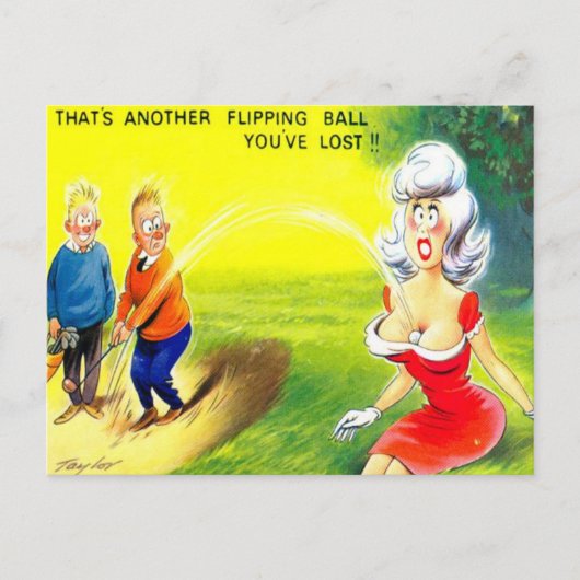 Alte Postkarte - Comic - Golf - Love Ball (Vorderseite)