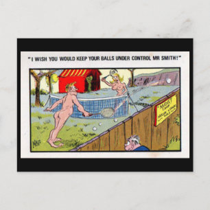 Alte Postkarte - Comic - Tennis